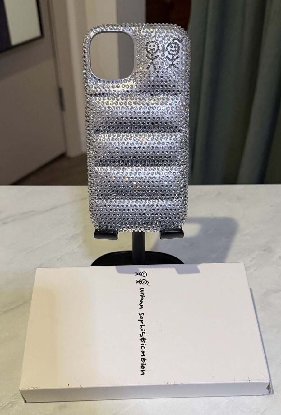 Urban Sophistication The Puffer Case in Silver Rhinestones for iPhone 13